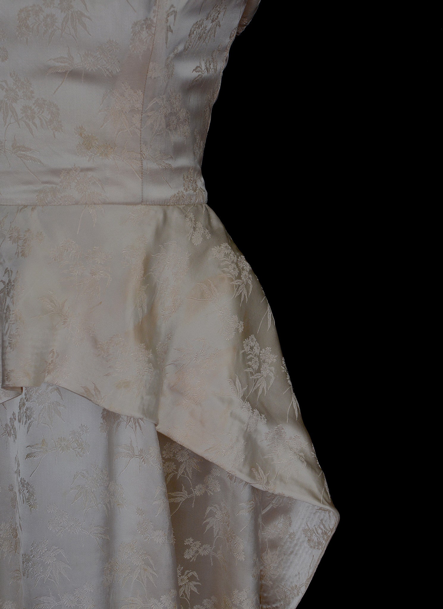 Vintage 1950s Champagne Damask Wedding Dress