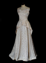 Vintage 1950s Champagne Damask Wedding Dress
