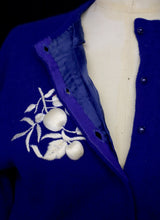 Vintage 1950s Blue Embroidered Cardigan