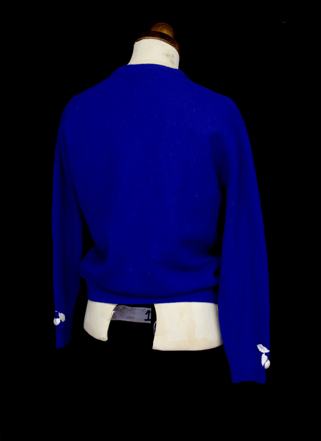 Vintage 1950s Blue Embroidered Cardigan