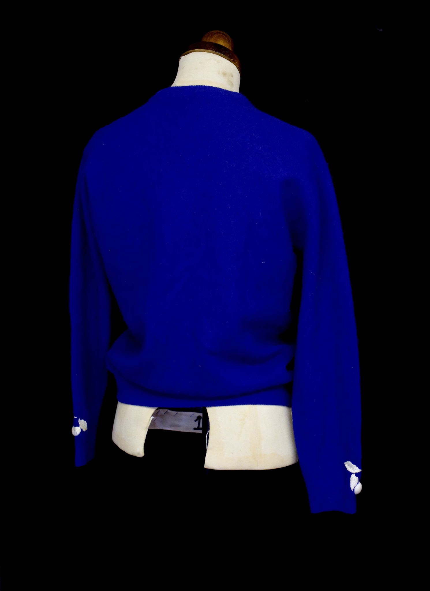 Vintage 1950s Blue Embroidered Cardigan