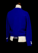Vintage 1950s Blue Embroidered Cardigan