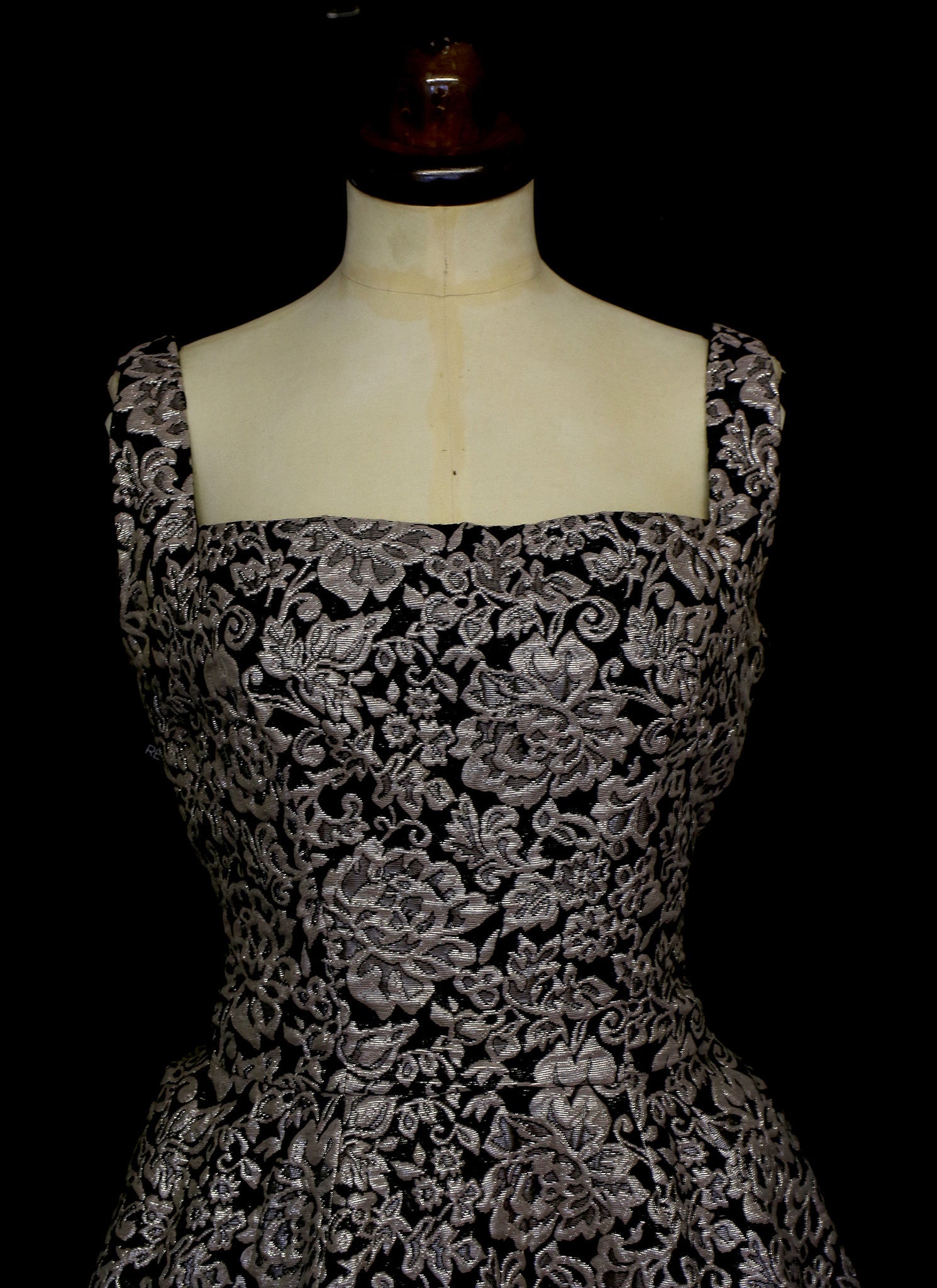 Vintage 1950s Silver Brocade Frank Usher Dress