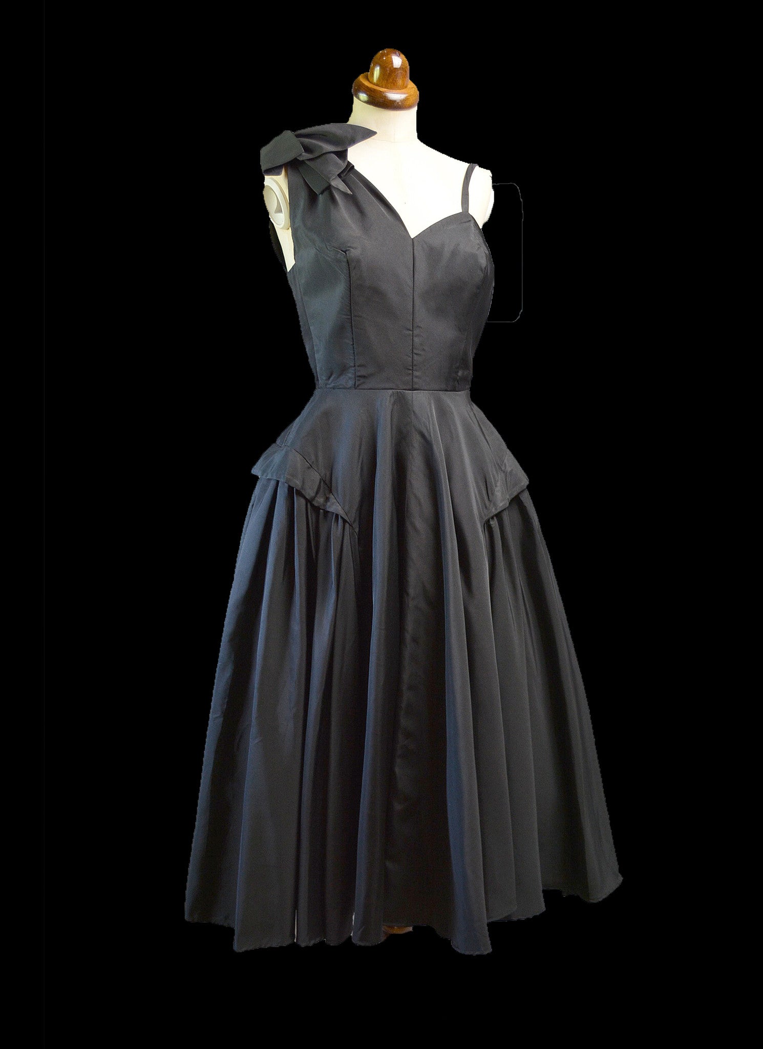 Vintage 1950s Black Gabardine New Look Dress