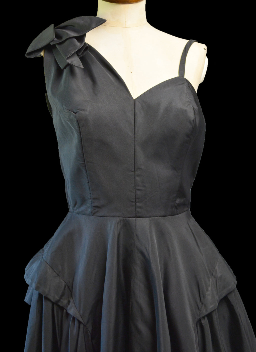 Vintage 1950s Black Gabardine New Look Dress