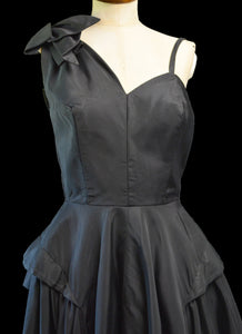 Vintage 1950s Black Gabardine New Look Dress