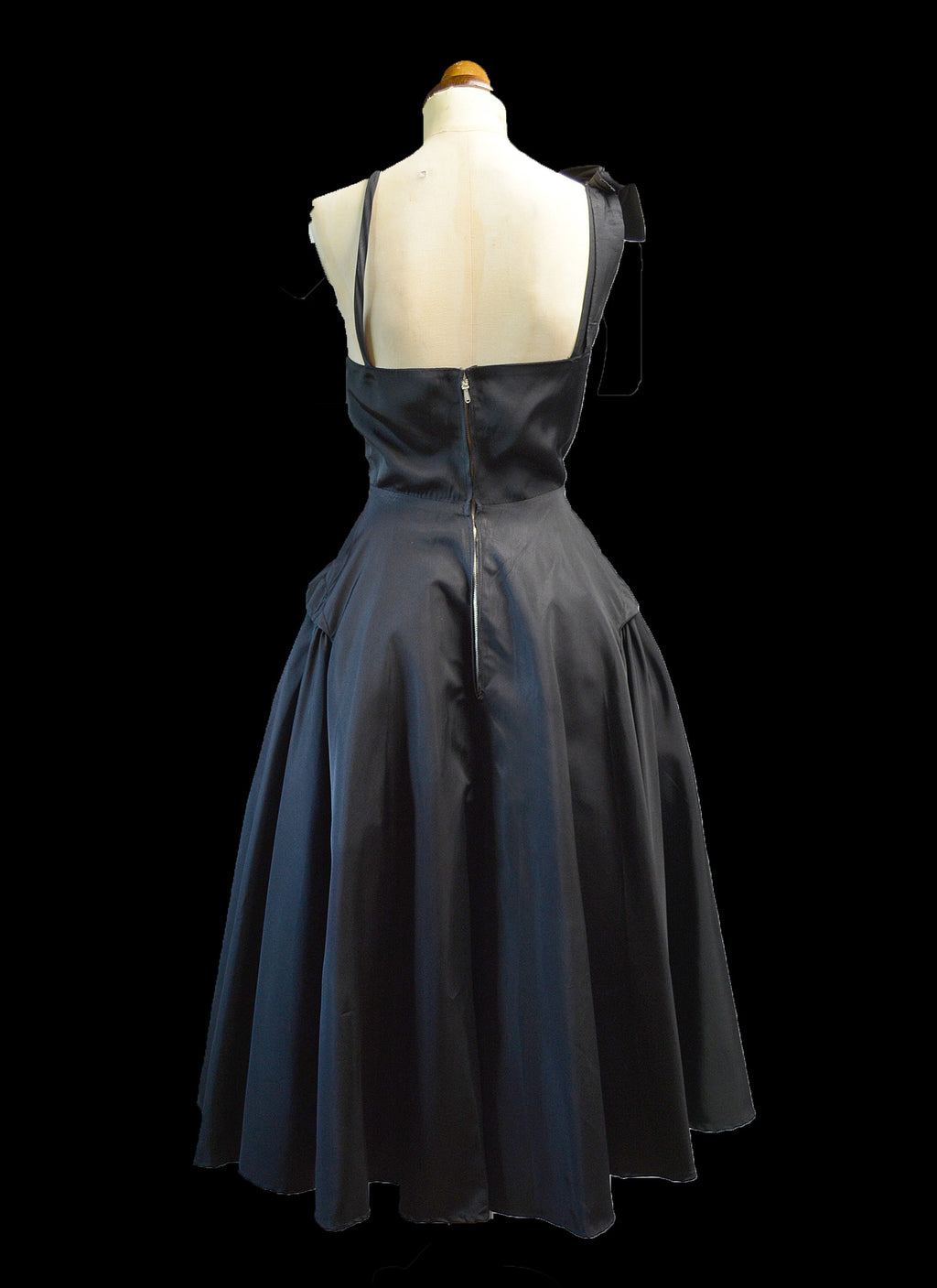 Vintage 1950s Black Gabardine New Look Dress