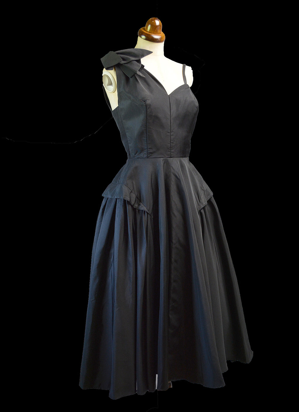 Vintage 1950s Black Gabardine New Look Dress