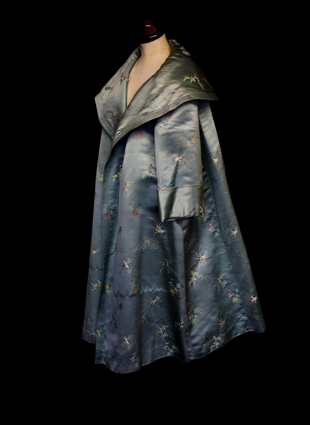 Vintage 1950s Green Satin Opera Coat