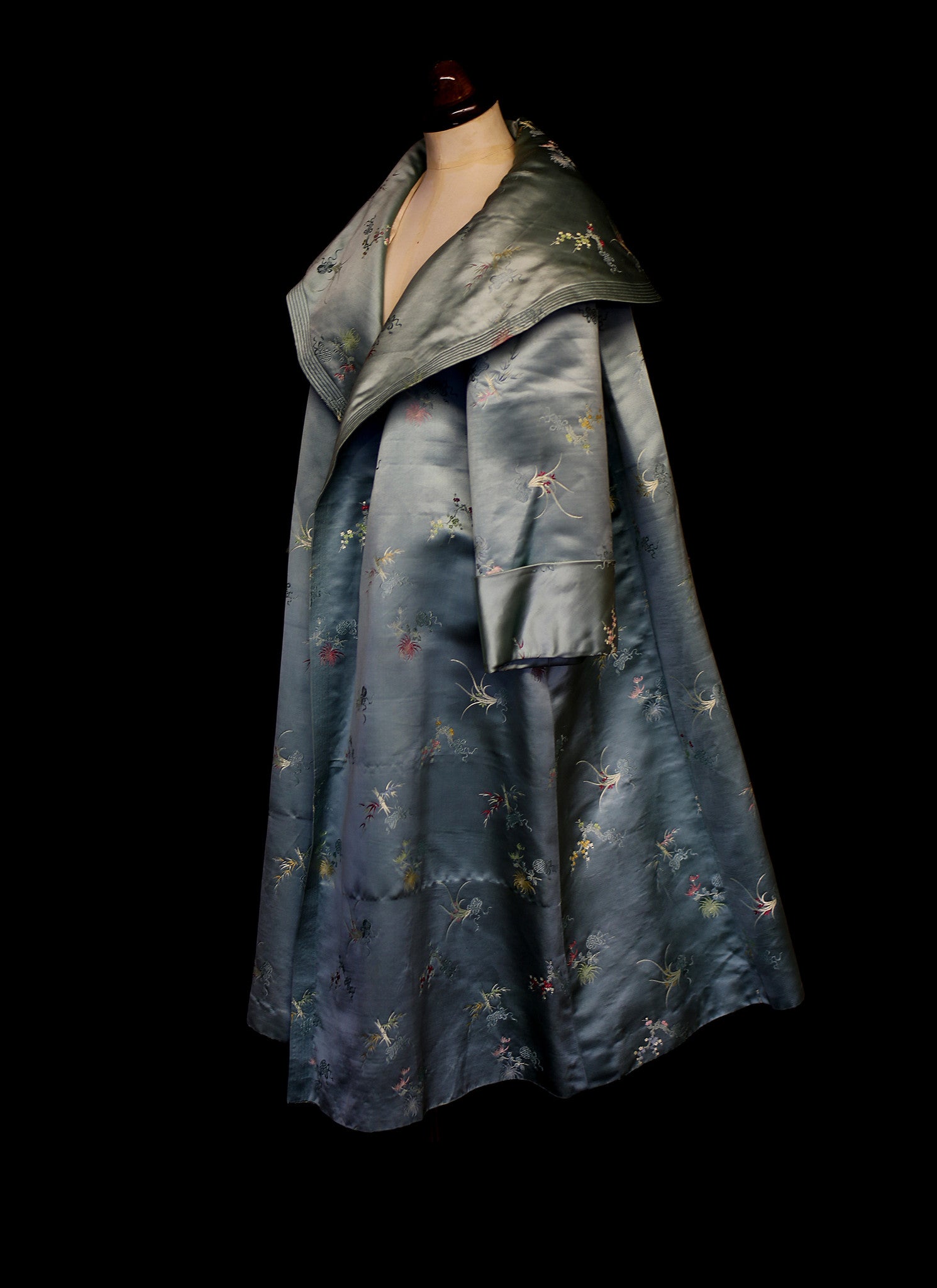 Vintage 1950s Green Satin Opera Coat