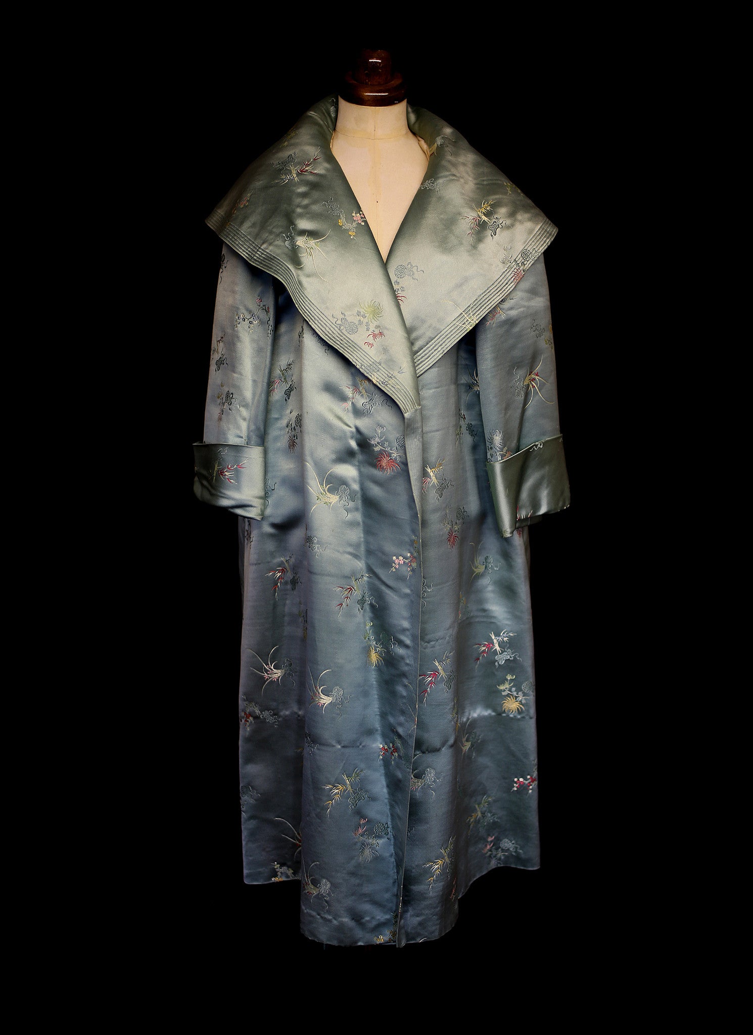 Vintage 1950s Green Satin Opera Coat