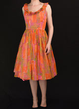 Vintage 1950s Orange Mid Century Dress