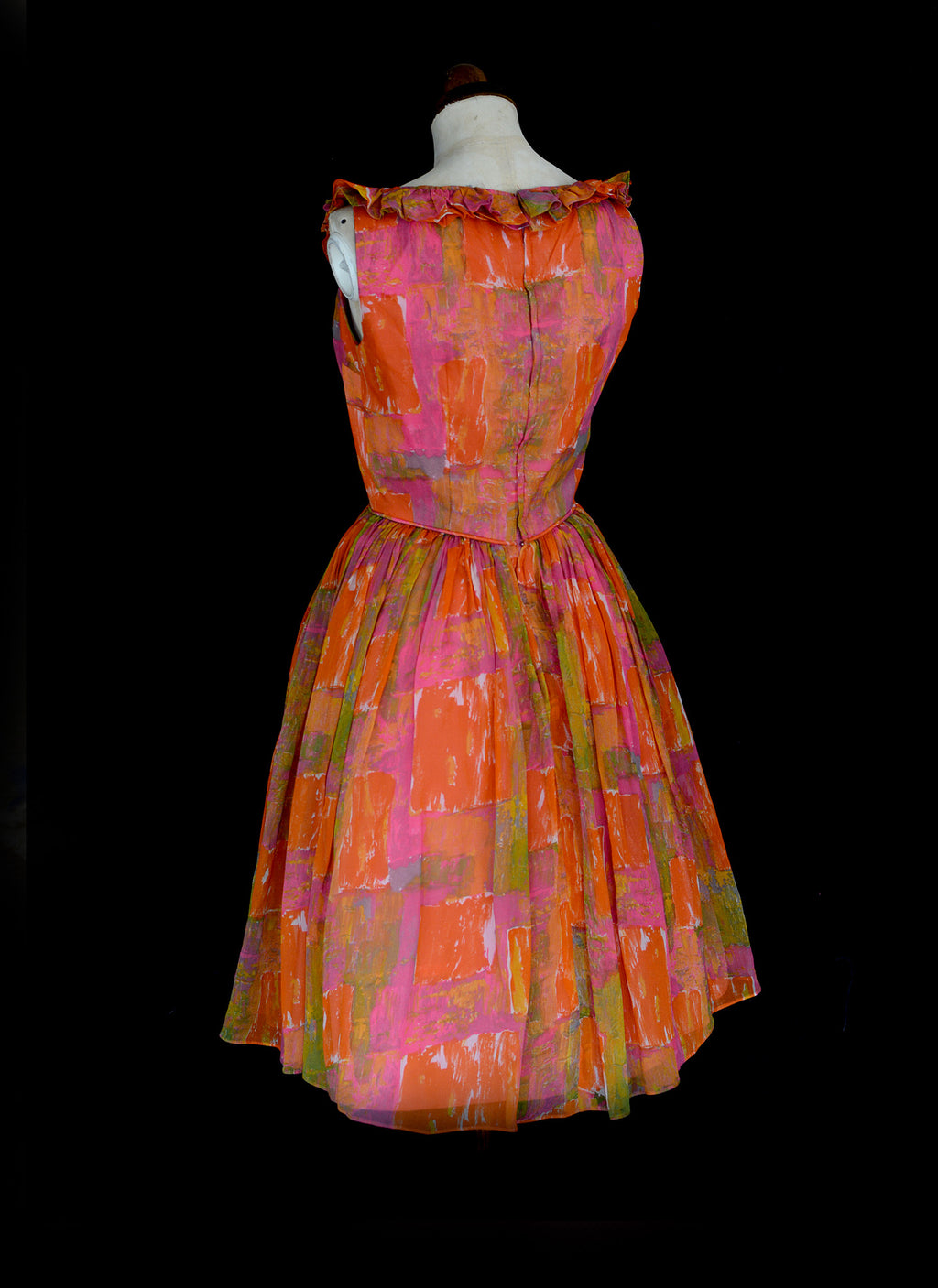 Vintage 1950s Orange Mid Century Dress
