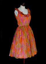 Vintage 1950s Orange Mid Century Dress