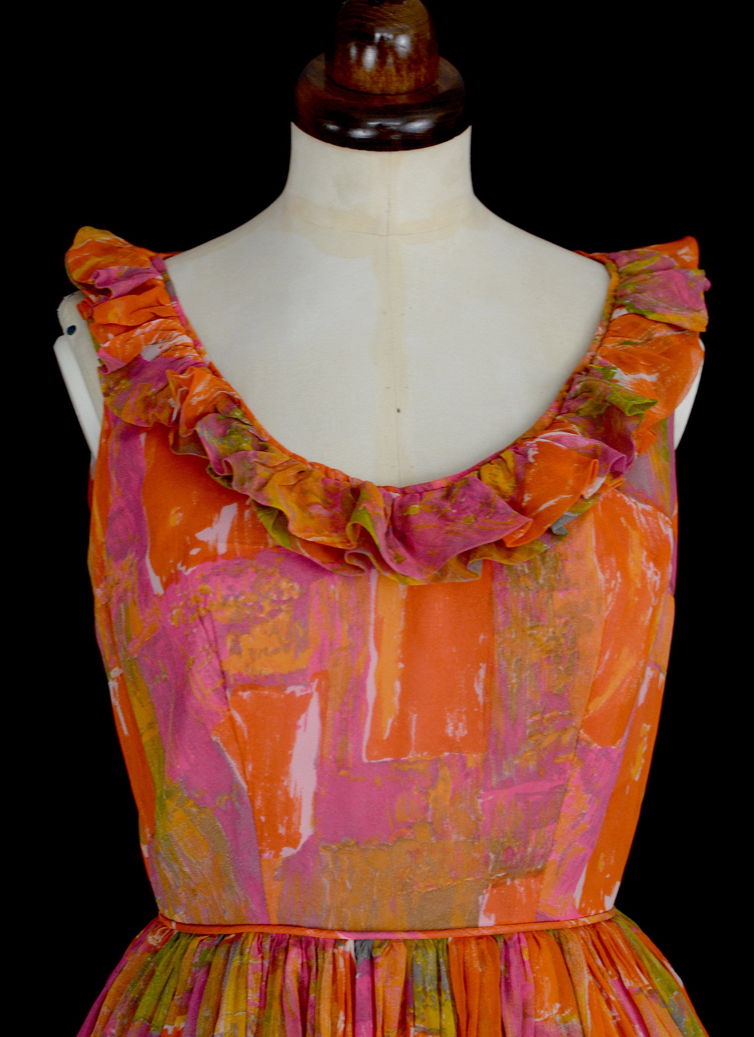 Vintage 1950s Orange Mid Century Dress