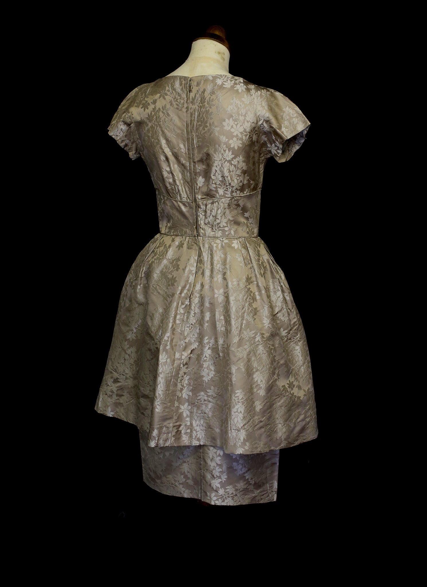 Vintage 1950s Oyster Silk Cocktail Dress