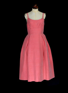 Vintage 1950s Pink Silk Cocktail Dress
