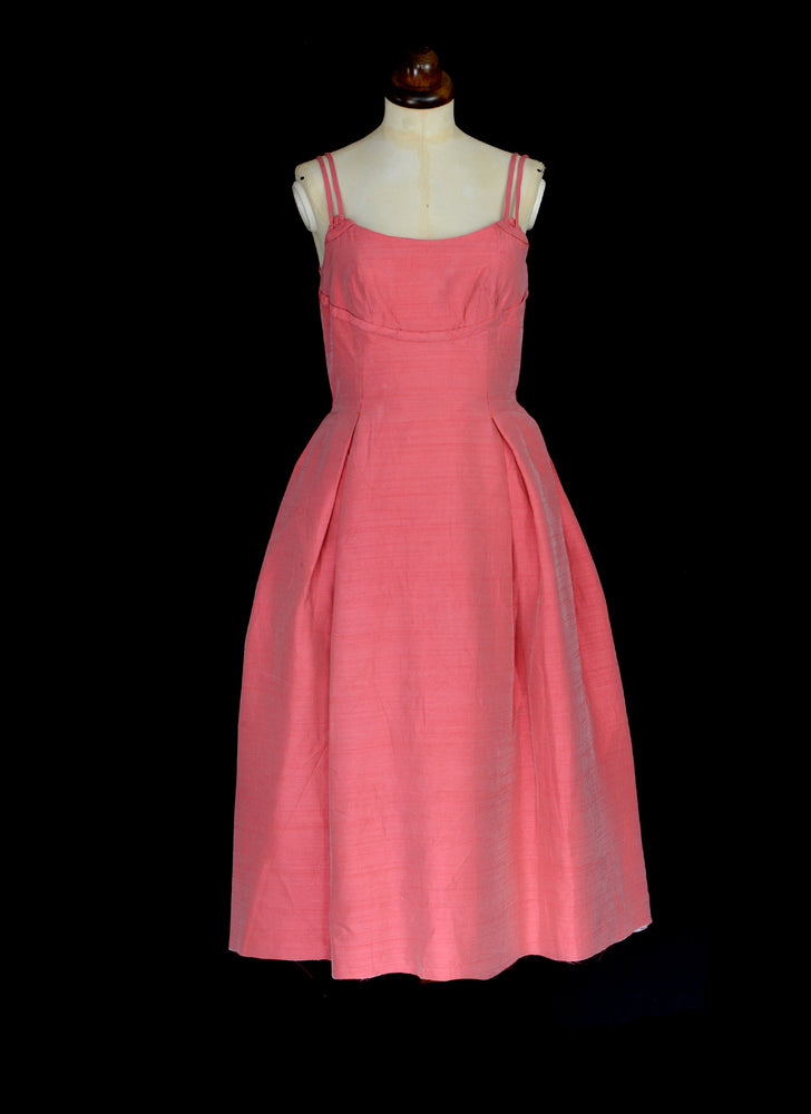 Vintage 1950s Pink Silk Cocktail Dress