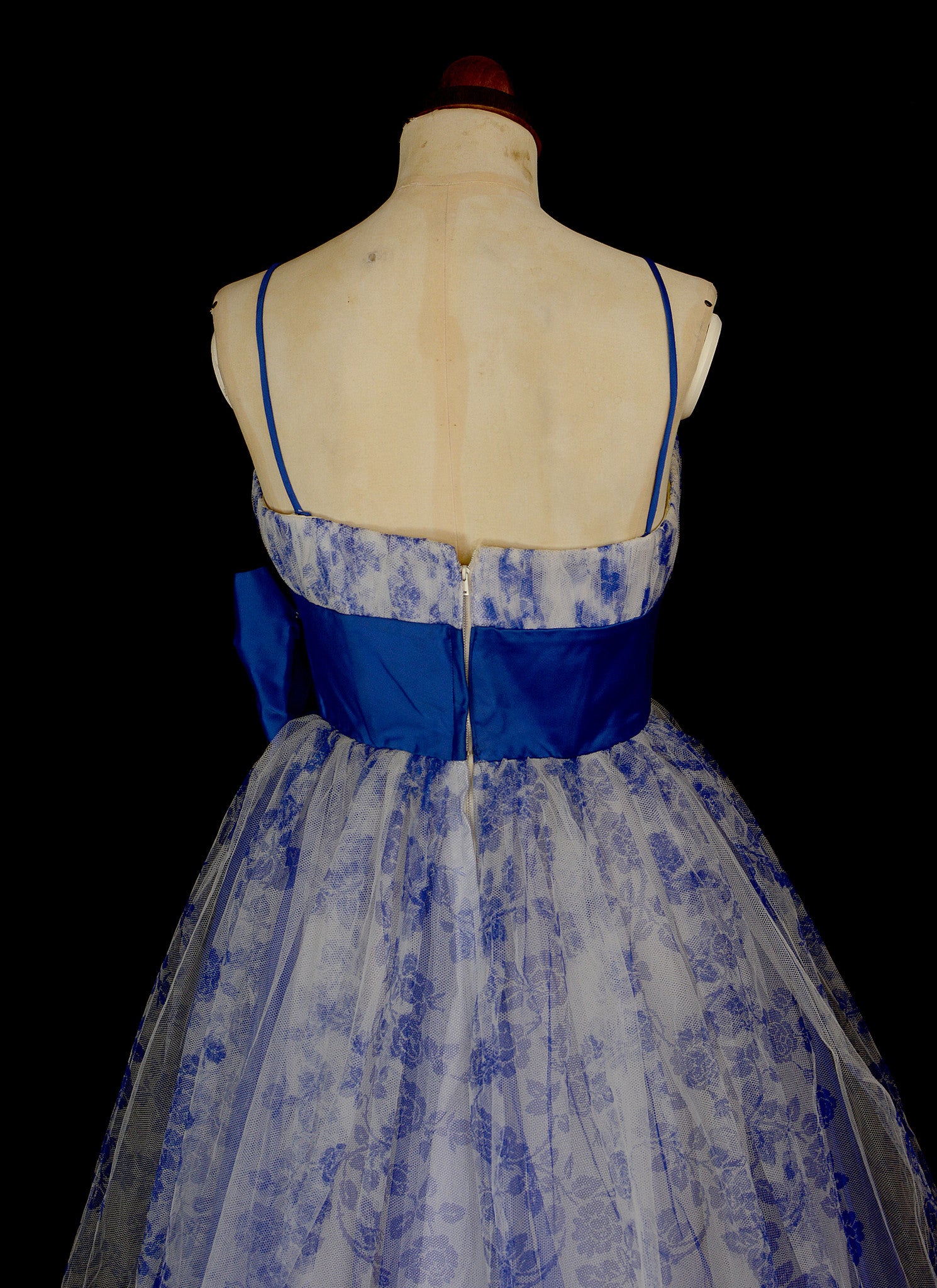 Vintage 1950s Blue Tulle Prom Dress