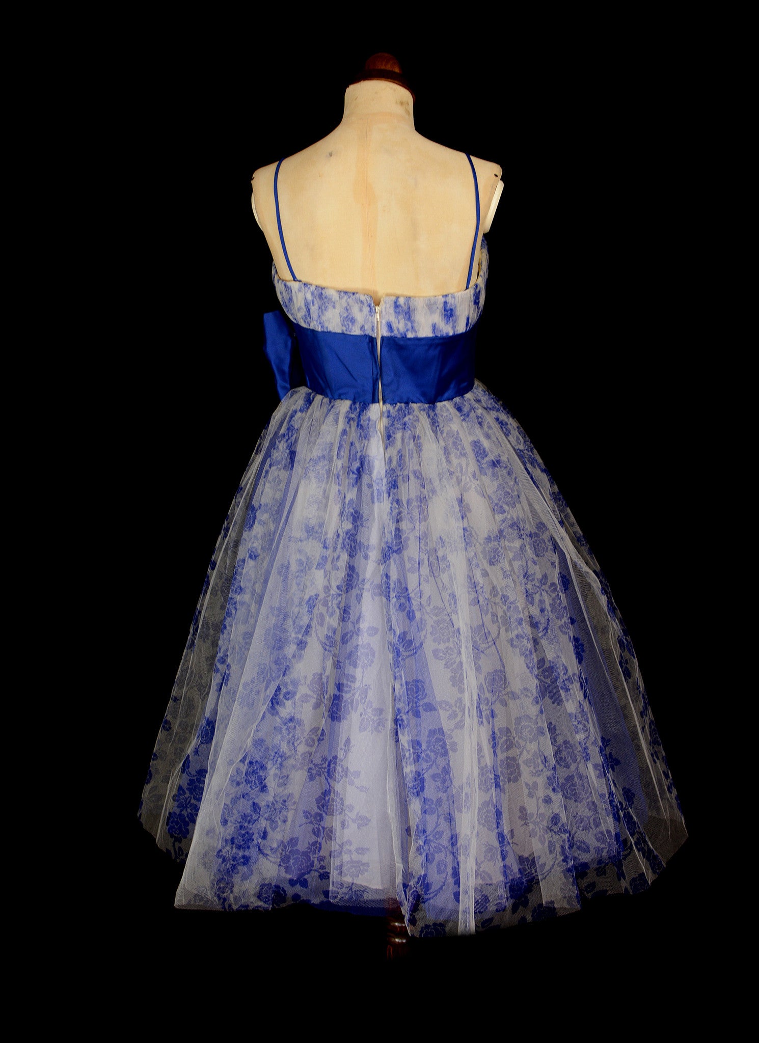 Vintage 1950s Blue Tulle Prom Dress