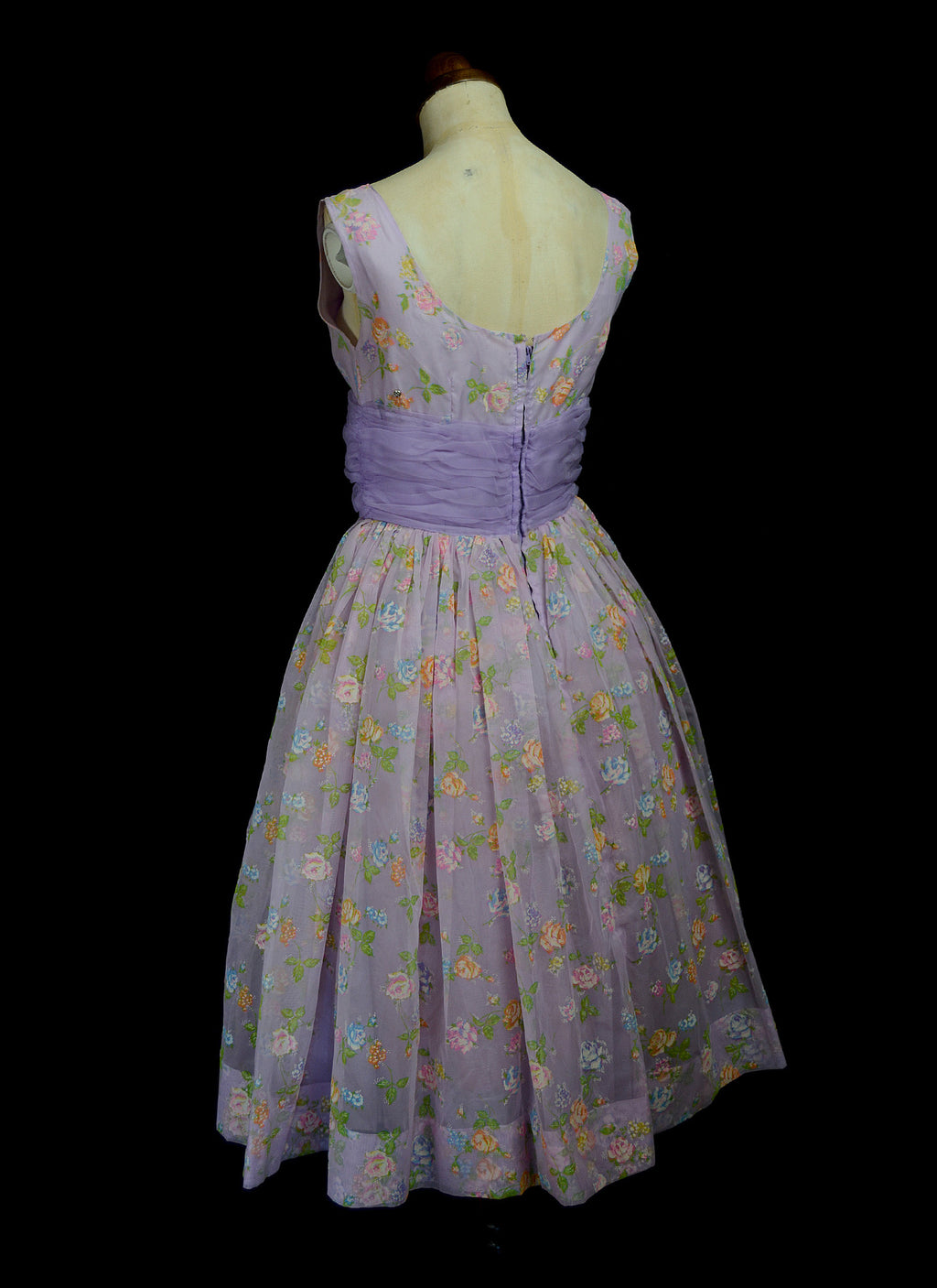 Vintage 1950s Lilac Floral Prom Dress