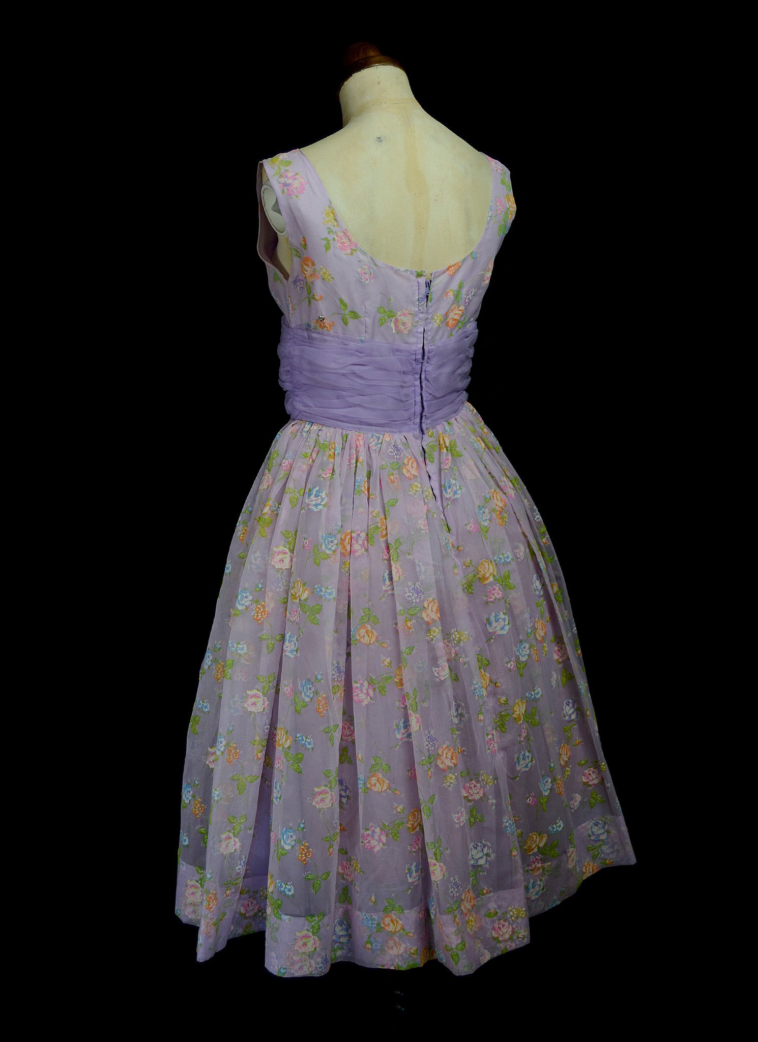 Vintage 1950s Lilac Floral Prom Dress