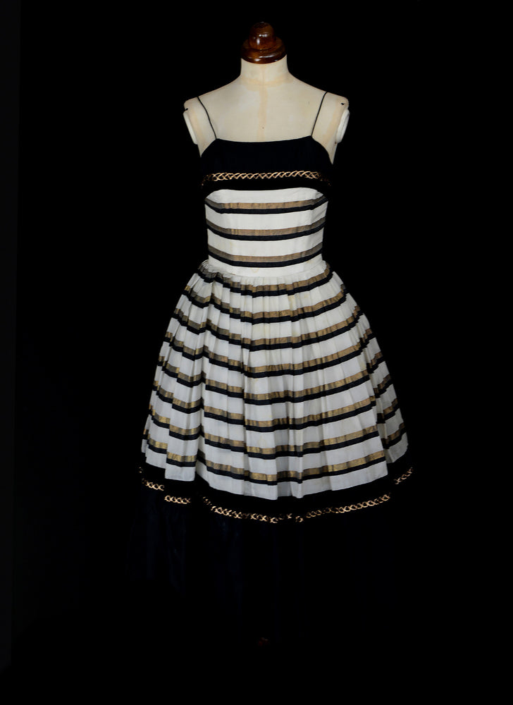 Vintage 1950s Stripe Cocktail Dress