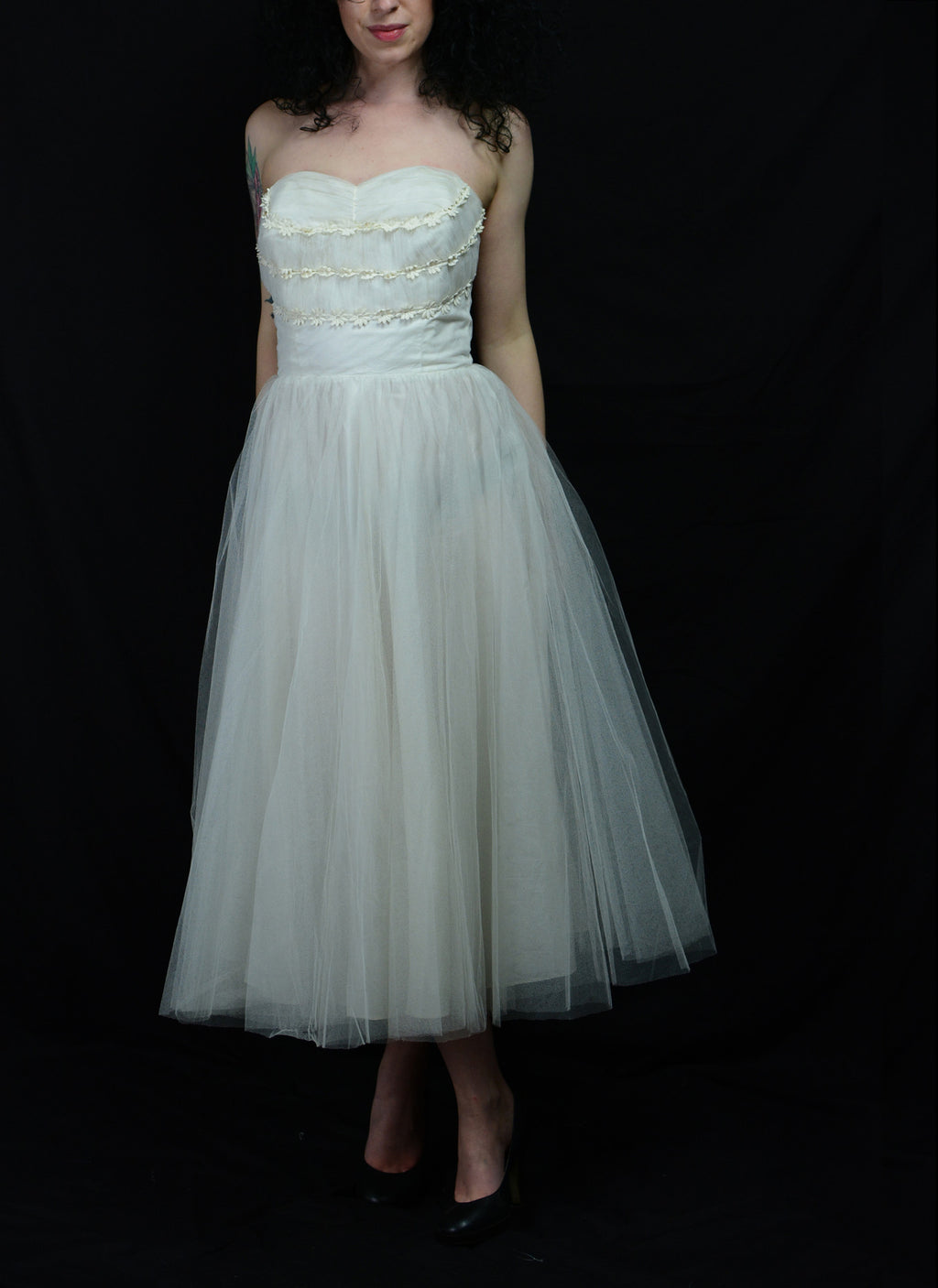 RESERVED Vintage 1950s Tulle Prom / Wedding Dress
