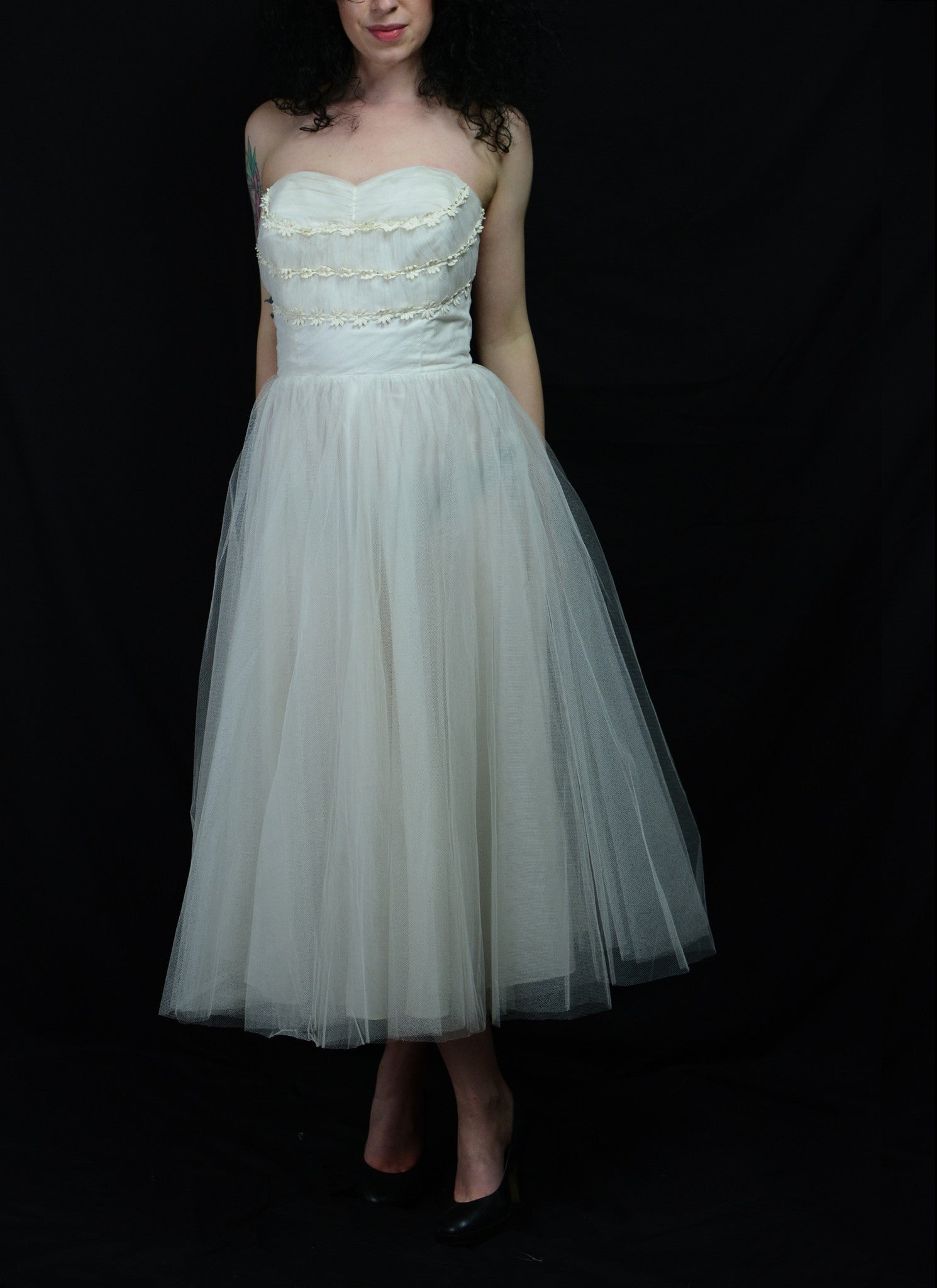 RESERVED Vintage 1950s Tulle Prom / Wedding Dress