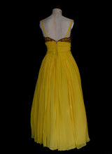 Vintage 1950s Beaded Yellow Chiffon Gown