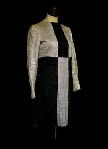 Vintage 1960s Black Silver Mod Dress