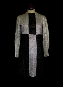 Vintage 1960s Black Silver Mod Dress