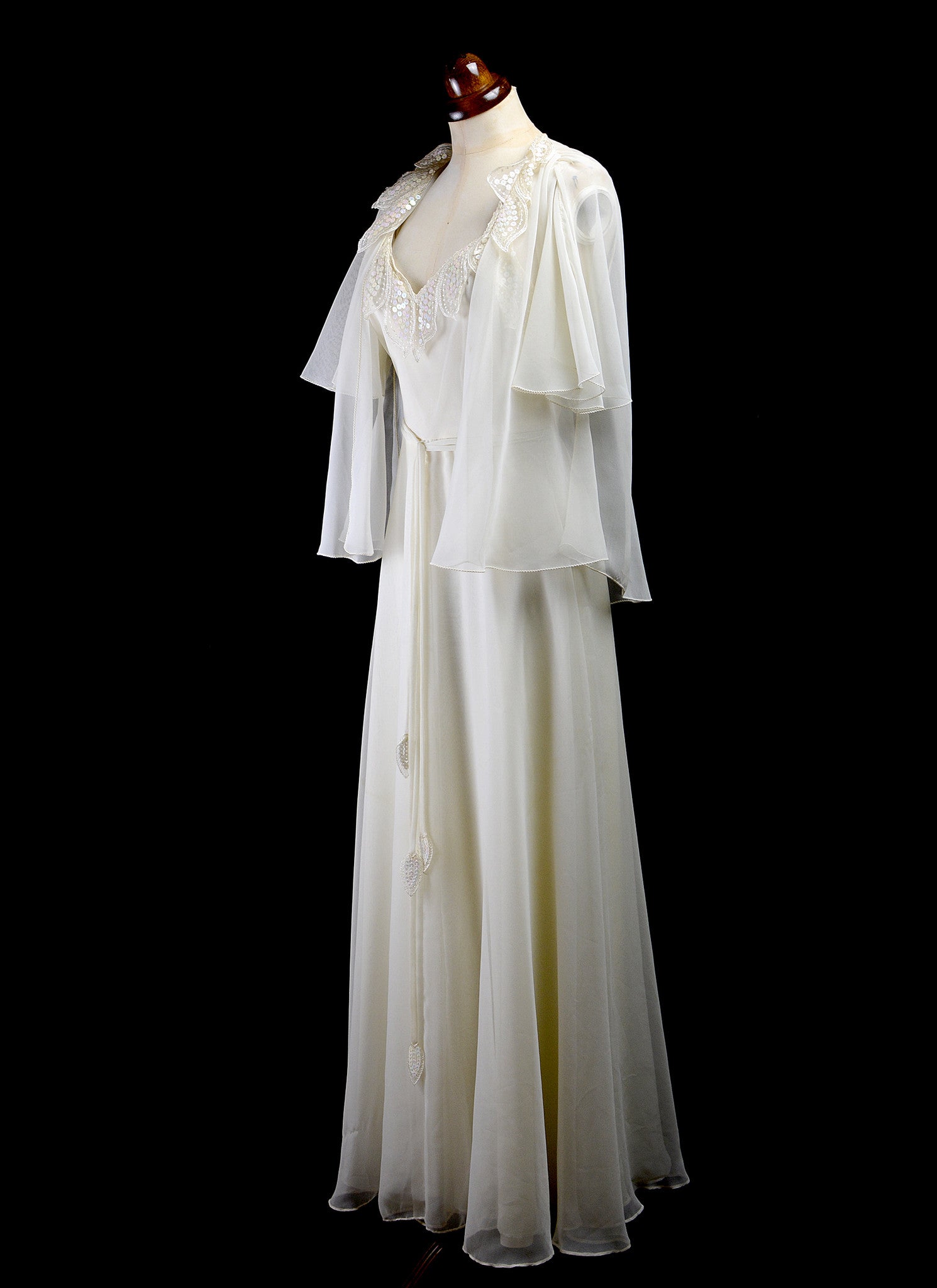 Vintage 1970s Ivory Chiffon Maxi Dress ALEXANDRA-KING Vintage 1970s Ivory Chiffon Maxi Dress ALEXANDRA-KING
