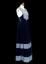 Vintage 1970s Blue Velvet Maxi Dress