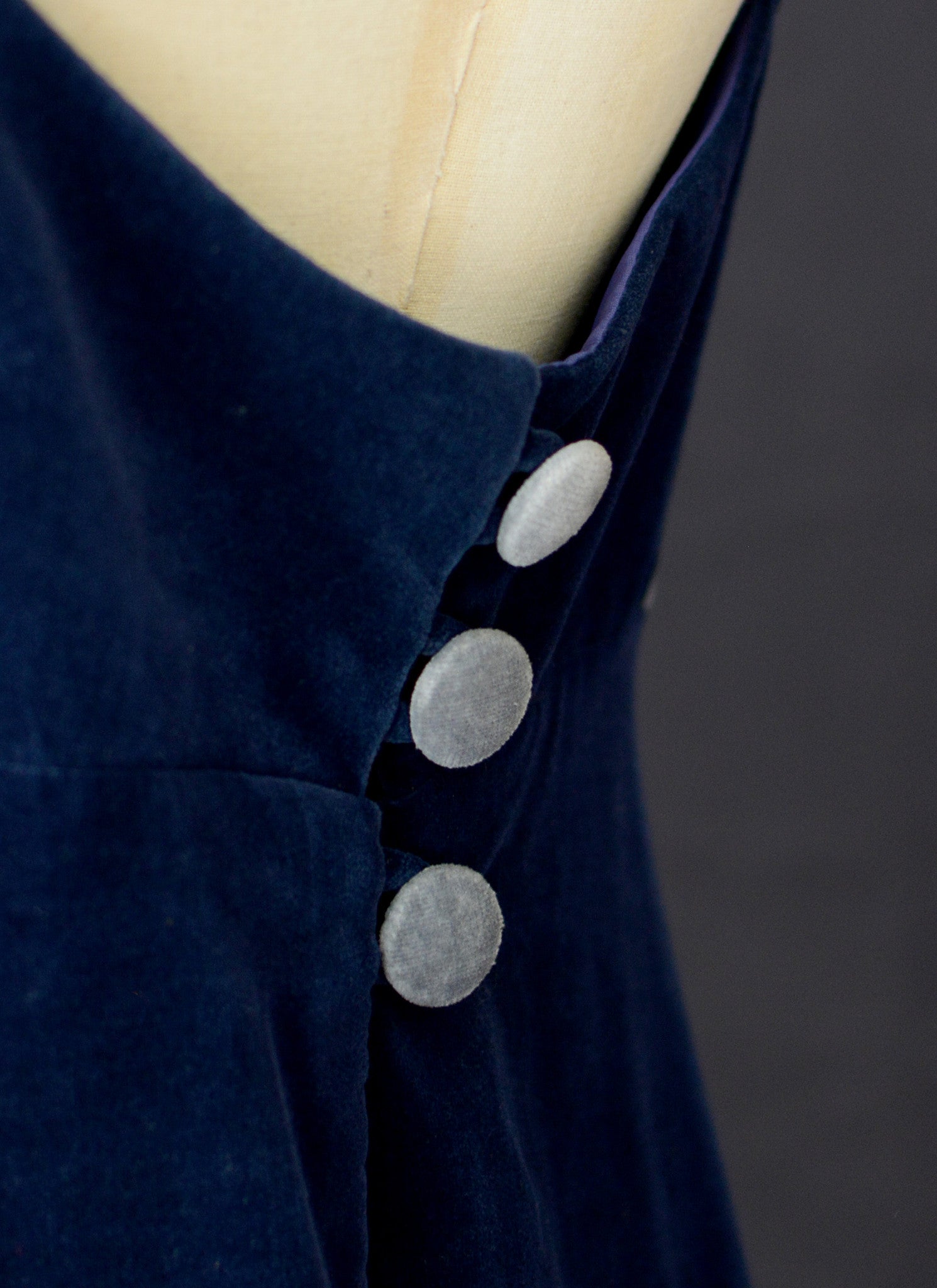 Vintage 1970s Blue Velvet Maxi Dress