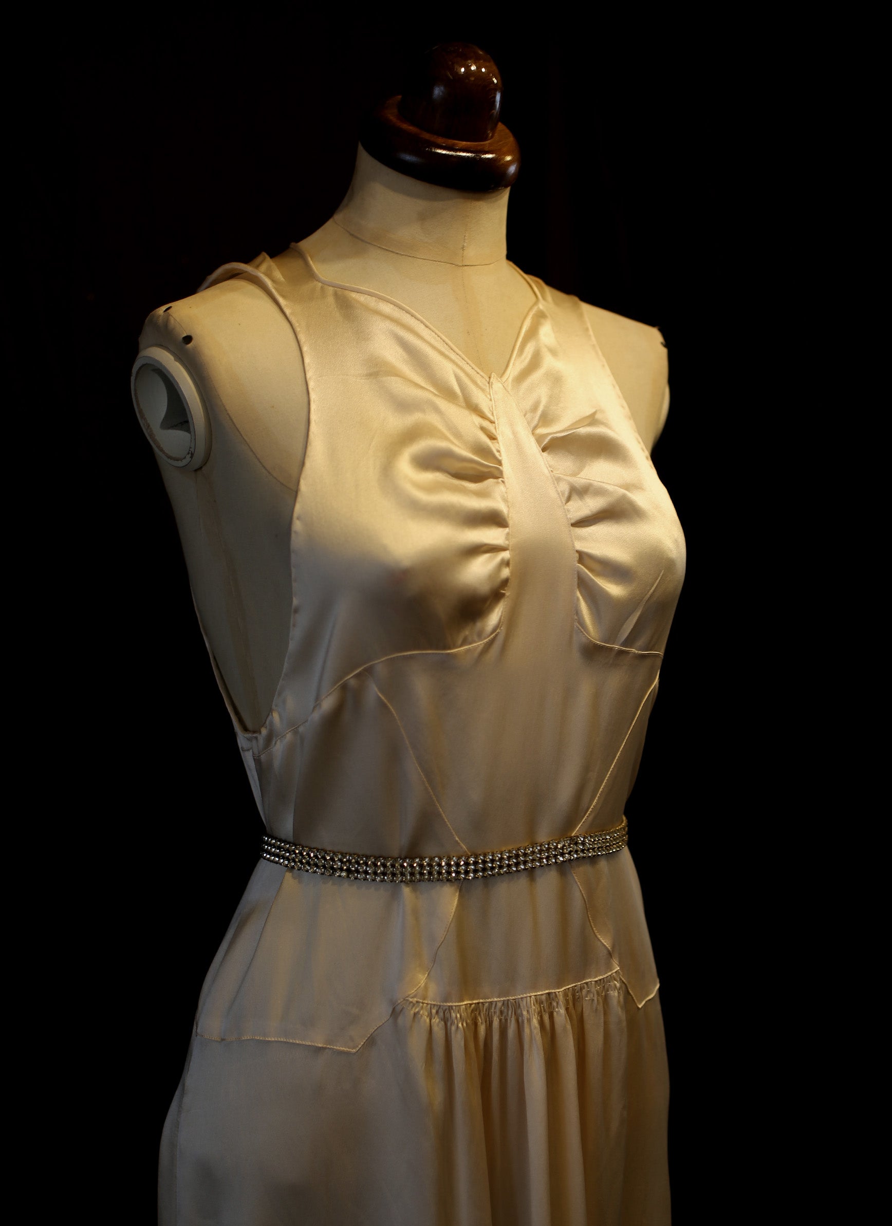 Vintage 1930s Silk Satin Champagne Dress