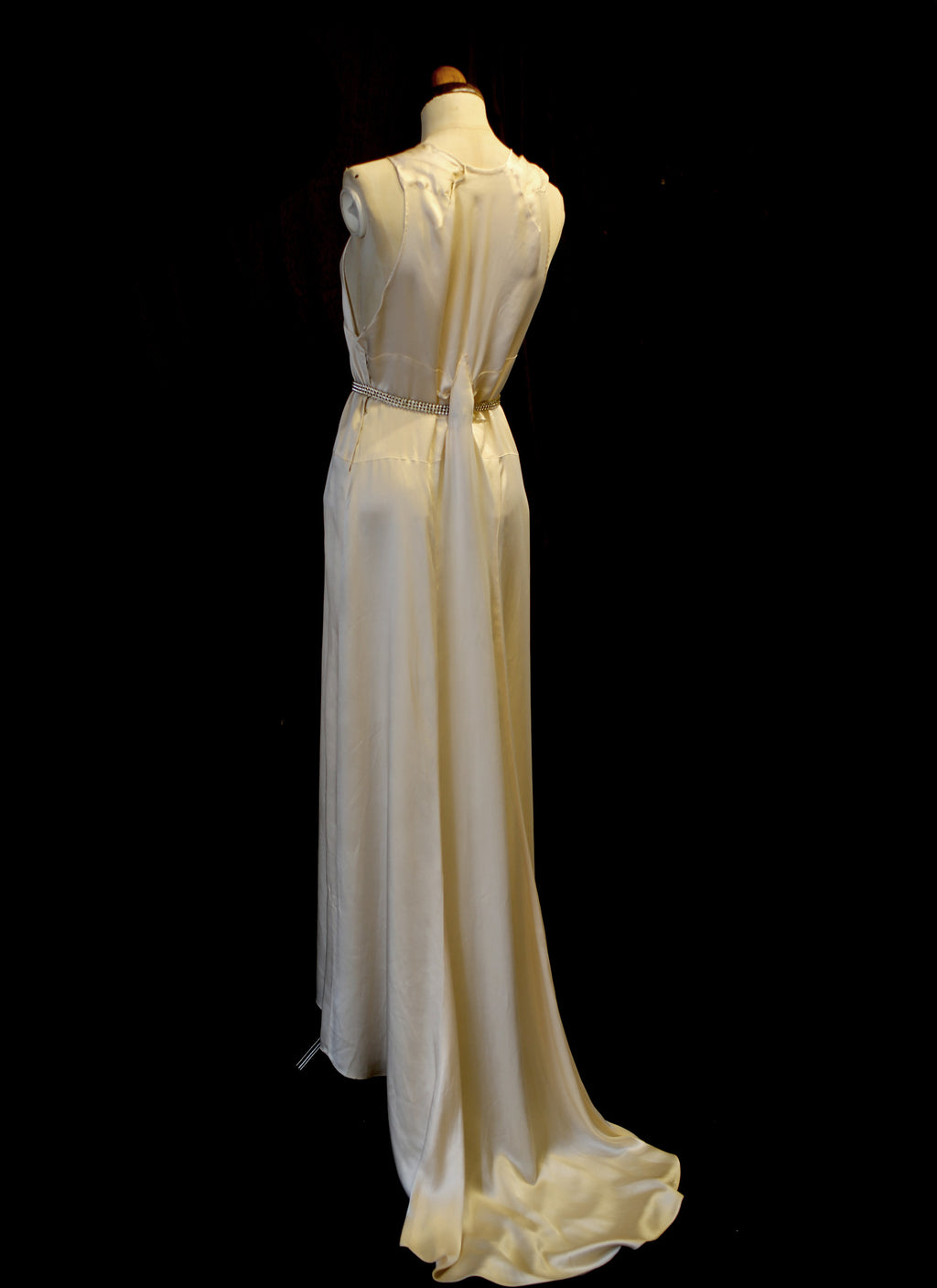 Vintage 1930s Silk Satin Champagne Dress