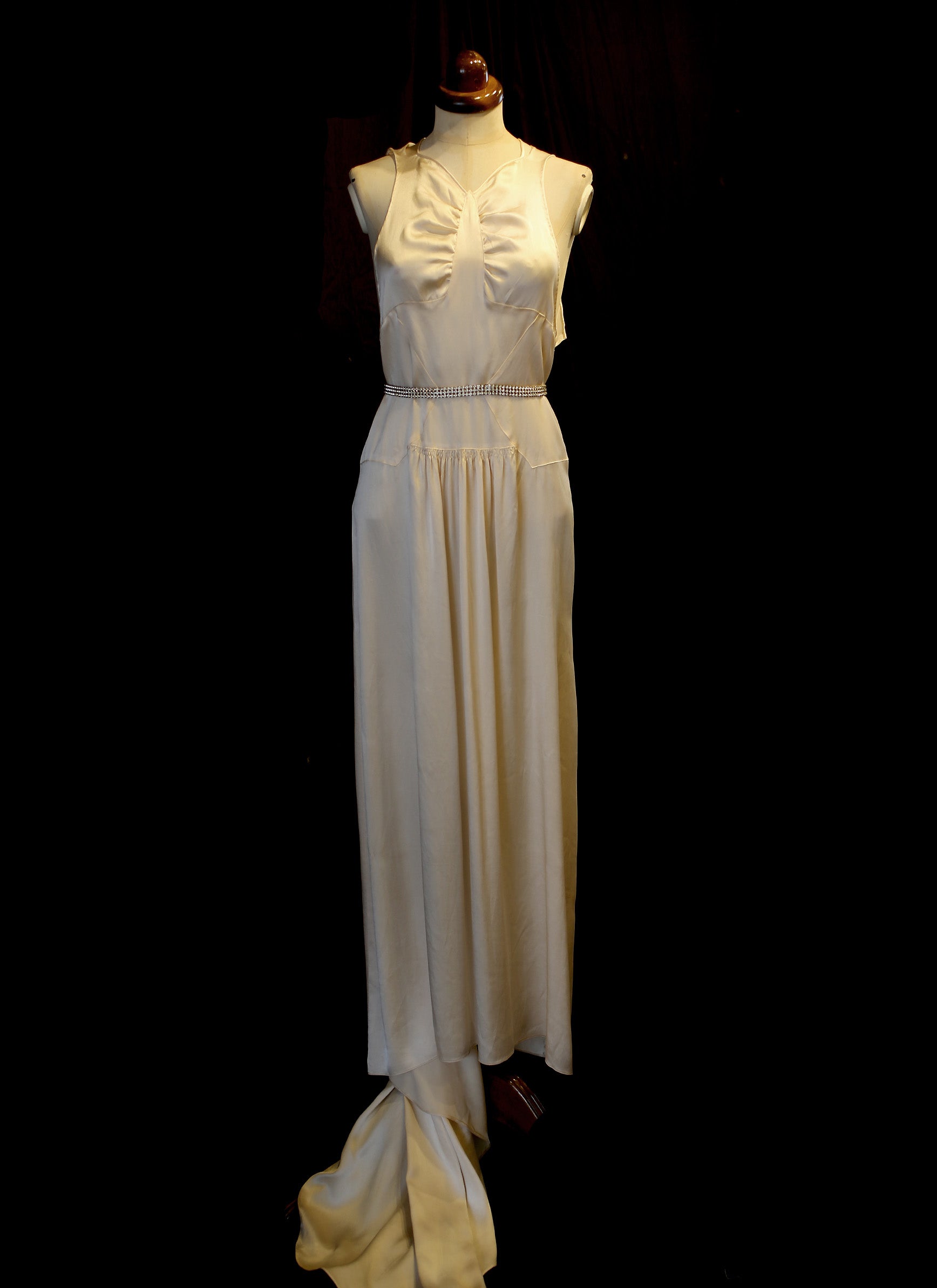 Vintage 1930s Silk Satin Champagne Dress