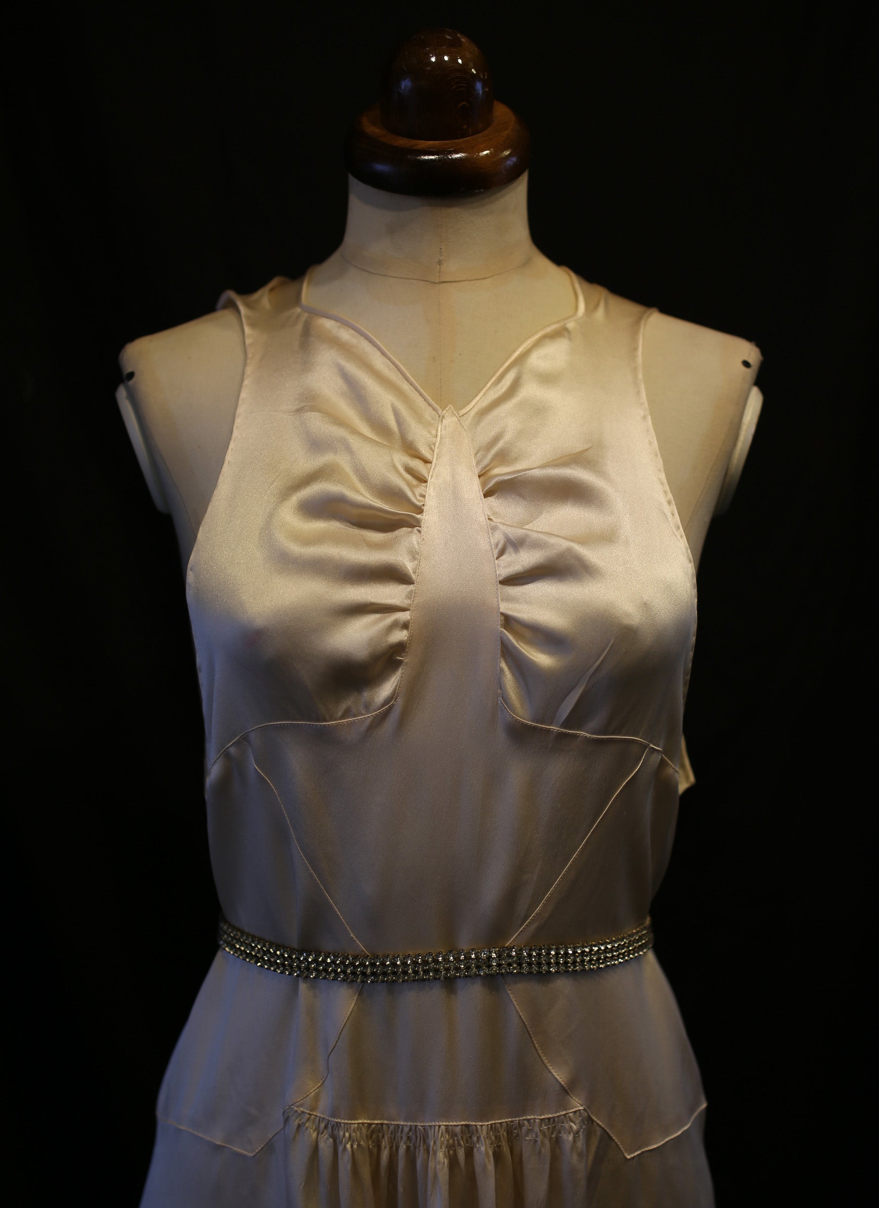 Vintage 1930s Silk Satin Champagne Dress