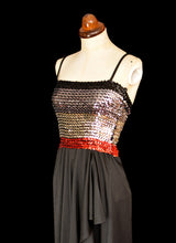Vintage 1970s Black Sequin Disco Dress