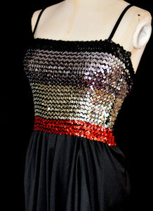 Vintage 1970s Black Sequin Disco Dress