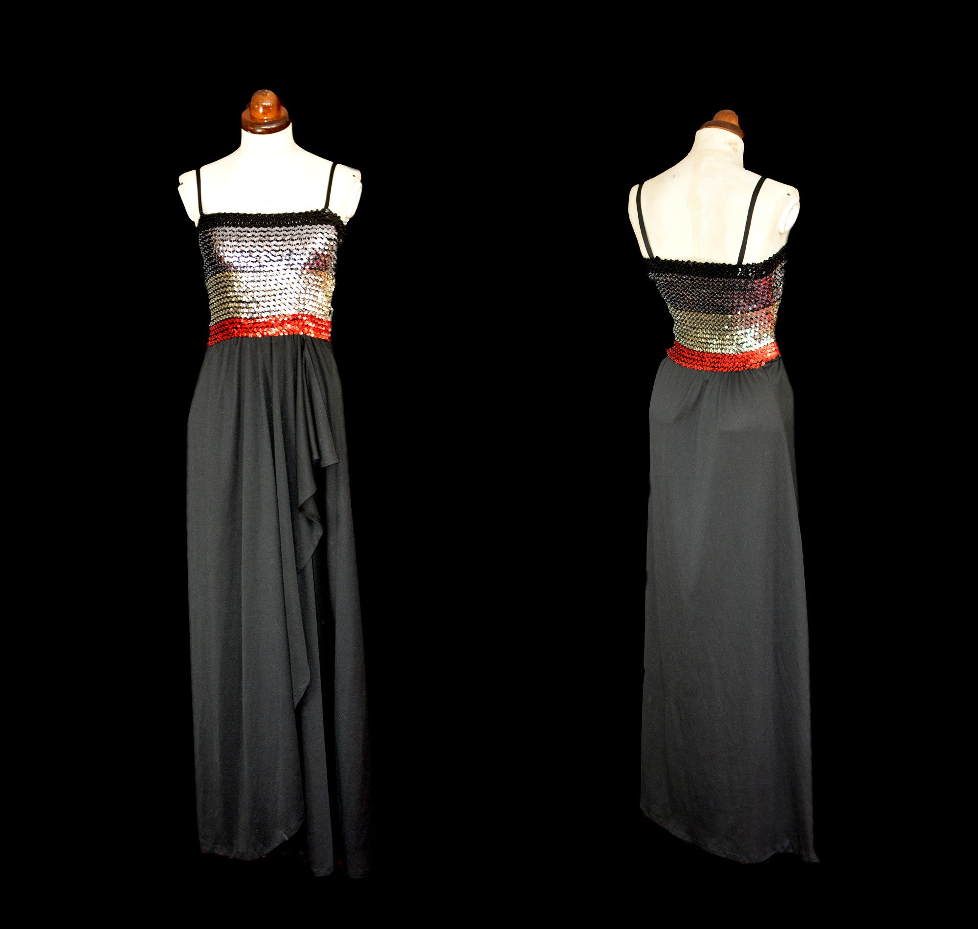 Vintage 1970s Black Sequin Disco Dress