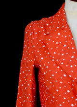 Vintage 1970s Georgina Linhart Red Star Print Moss Crepe Top