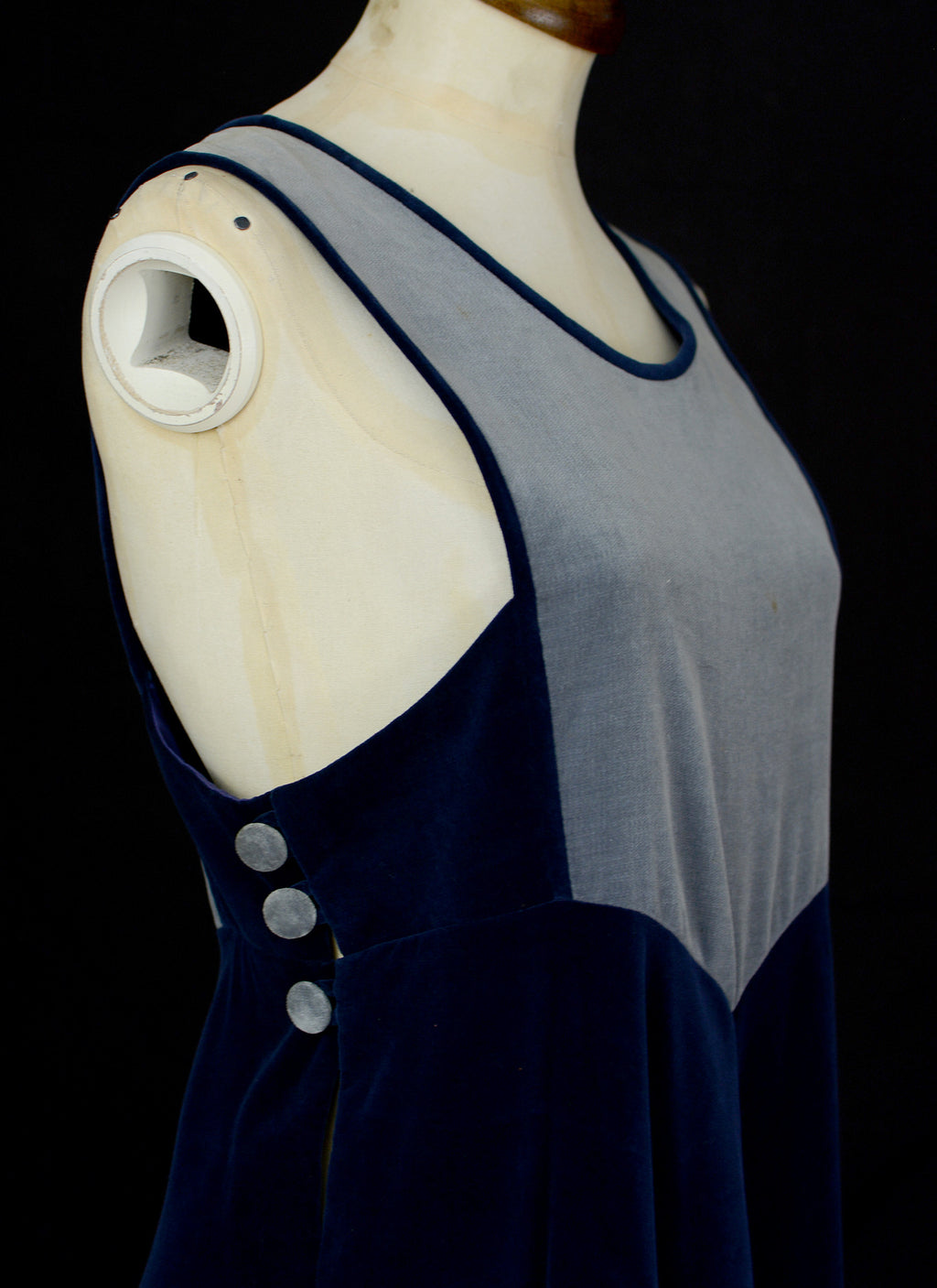 Vintage 1970s Blue Velvet Maxi Dress