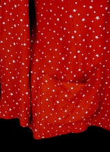 Vintage 1970s Georgina Linhart Red Star Print Moss Crepe Top