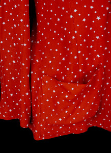 Vintage 1970s Georgina Linhart Red Star Print Moss Crepe Top