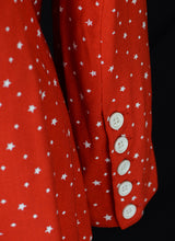 Vintage 1970s Georgina Linhart Red Star Print Moss Crepe Top