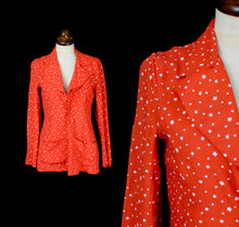 Vintage 1970s Georgina Linhart Red Star Print Moss Crepe Top