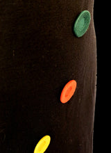 Vintage 1980s Black Button Pop Art Dress