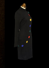 Vintage 1980s Black Button Pop Art Dress